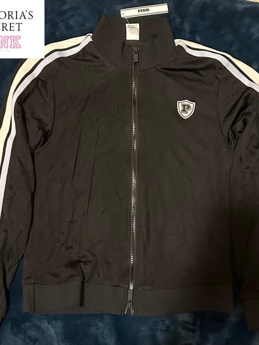 Victoria’s Secret PINK black and white track jacket.